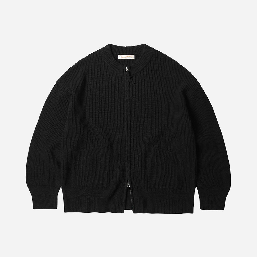 WOOL DECK ZIPUP CARDIGAN - BLACK - THE GREAT DIVIDE – Frizmworks