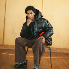 Load image into Gallery viewer, LEATHER KARAKORAM GOOSE DOWN PARKA JACKET - BLACK