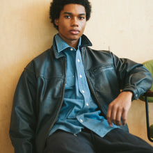 Load image into Gallery viewer, DESTROYED LEATHER JACKET - WASHED NAVY