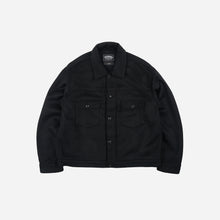 Load image into Gallery viewer, Solid Wool Trucker Jacket - Black