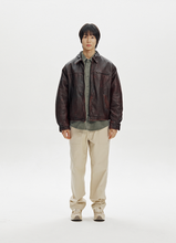 Load image into Gallery viewer, Destroyed Cowhide Leather Jacket - Brown