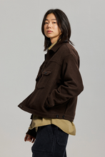Load image into Gallery viewer, Solid Wool Trucker Jacket - Brown