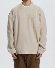 Load image into Gallery viewer, OVERSIZED WAFFLE POCKET T-SHIRT - CREAM