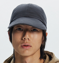 Load image into Gallery viewer, SEERSUCKER FEATHER CAP - CHARCOAL