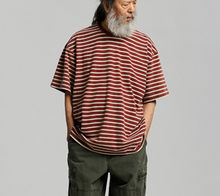 Load image into Gallery viewer, VINTAGE FADED STRIPE HALF T-SHIRT - PURPLE