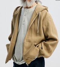 Load image into Gallery viewer, WAFFLE ZIP UP HOODIE - BEIGE