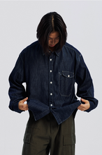 Load image into Gallery viewer, Utility Flap Pocket Denim Work Shirt - Indigo