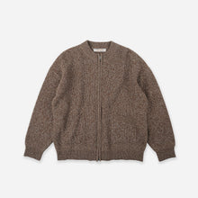 Load image into Gallery viewer, TWEED ZIP UP CARDIGAN - BROWN