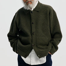 Load image into Gallery viewer, ULTRA HEAVYWEIGHT COLLAR CARDIGAN - FOREST GREEN