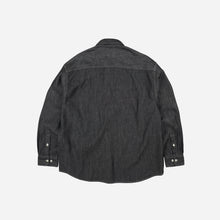 Load image into Gallery viewer, Utility Flap Pocket Denim Work Shirt - Black