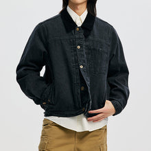 Load image into Gallery viewer, WASHED DENIM TRUCKER JACKET - BLACK