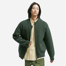 Load image into Gallery viewer, WOOL DECK ZIP UP CARDIGAN - FOREST GREEN