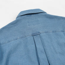 Load image into Gallery viewer, BLEACHED DENIM UTILITY SHIRT - MID BLUE
