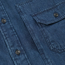 Load image into Gallery viewer, BLEACHED DENIM UTILITY SHIRT - INDIGO