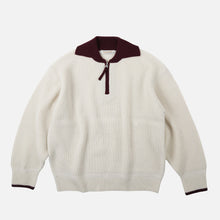 Load image into Gallery viewer, CONTRAST COLLAR HALF ZIP KNIT - CREAM