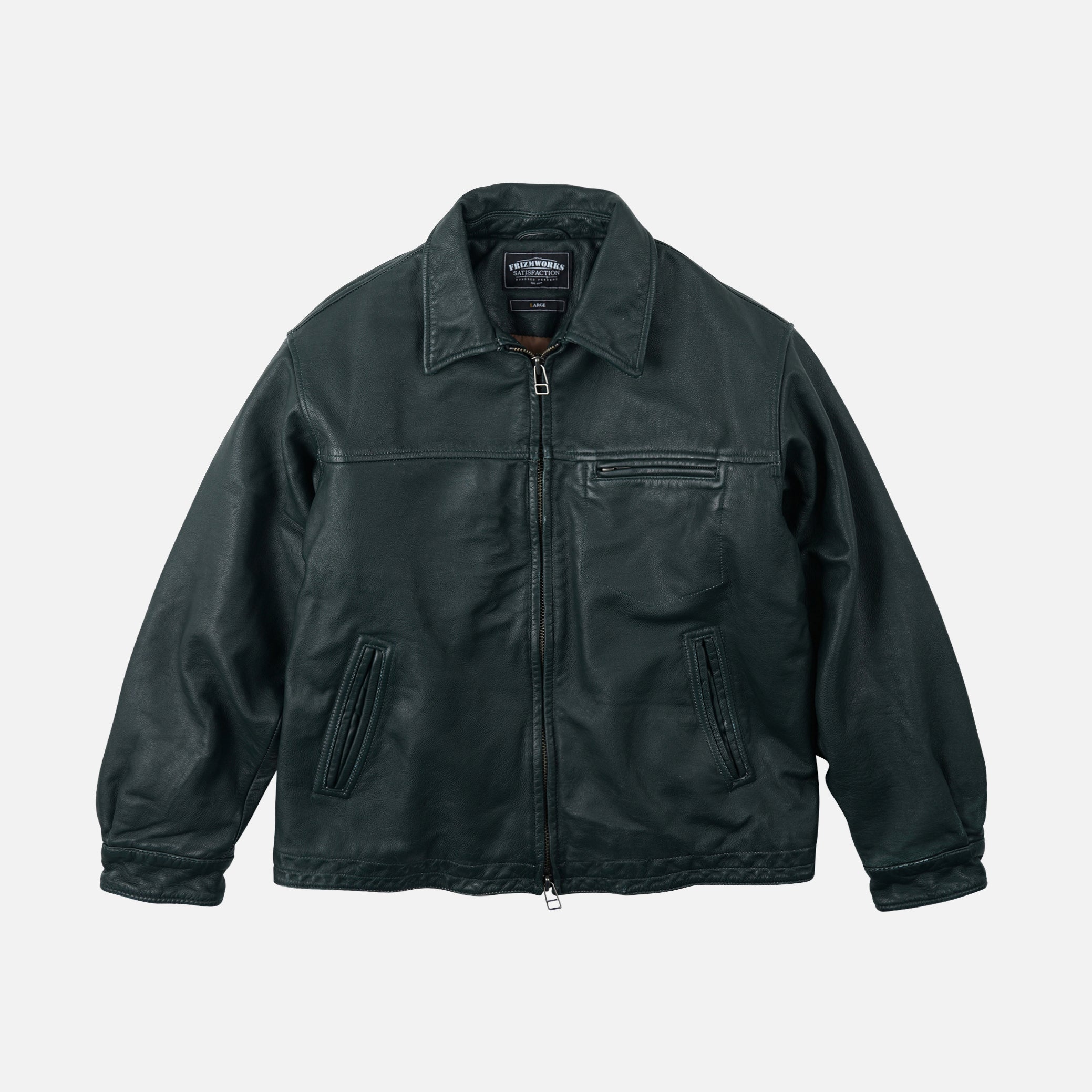 DESTROYED LEATHER JACKET - WASHED OLIVE - THE GREAT DIVIDE