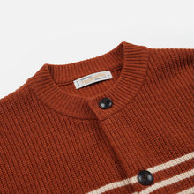 Load image into Gallery viewer, WOOL STRIPE ROUND CARDIGAN - BRICK
