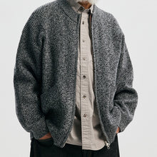 Load image into Gallery viewer, TWEED ZIP UP CARDIGAN - CHARCOAL