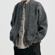 Load image into Gallery viewer, TWEED ZIP UP CARDIGAN - CHARCOAL