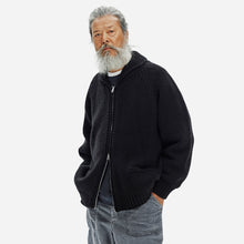 Load image into Gallery viewer, HEAVY COWICHAN ZIP UP CARDIGAN - BLACK