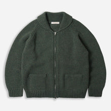 Load image into Gallery viewer, HEAVY COWICHAN ZIP UP CARDIGAN - FOREST GREEN