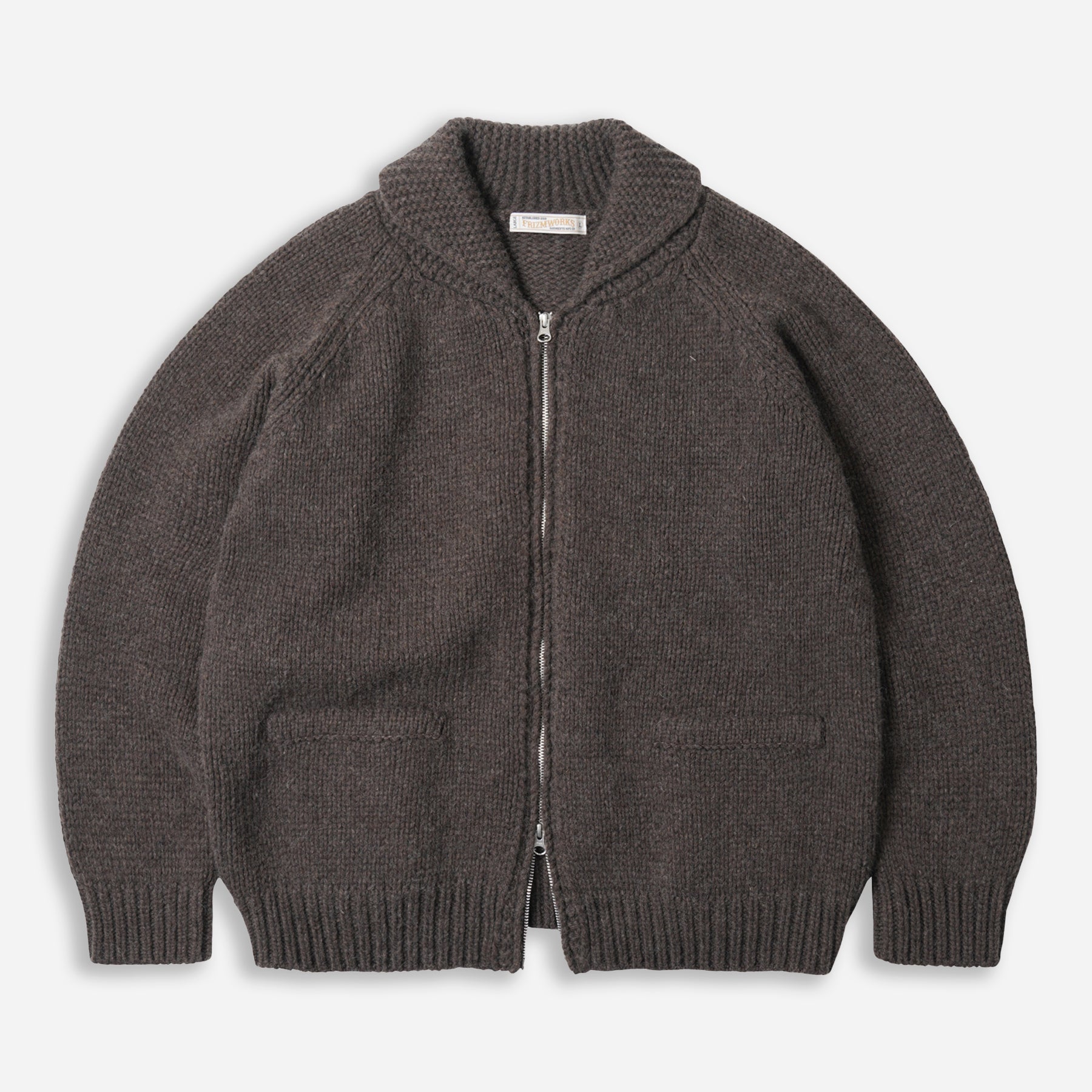 【未使用】MASU ZIP-UPTWINKLECOWICHAN CARDIGAN Frizmworks Heavy Cowichan Zipup Cardigan | Sephia | Canoe Club