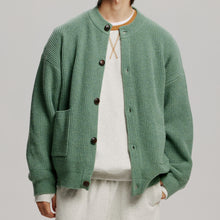 Load image into Gallery viewer, HEAVY WOOL ROUND CARDIGAN - JADE GREEN
