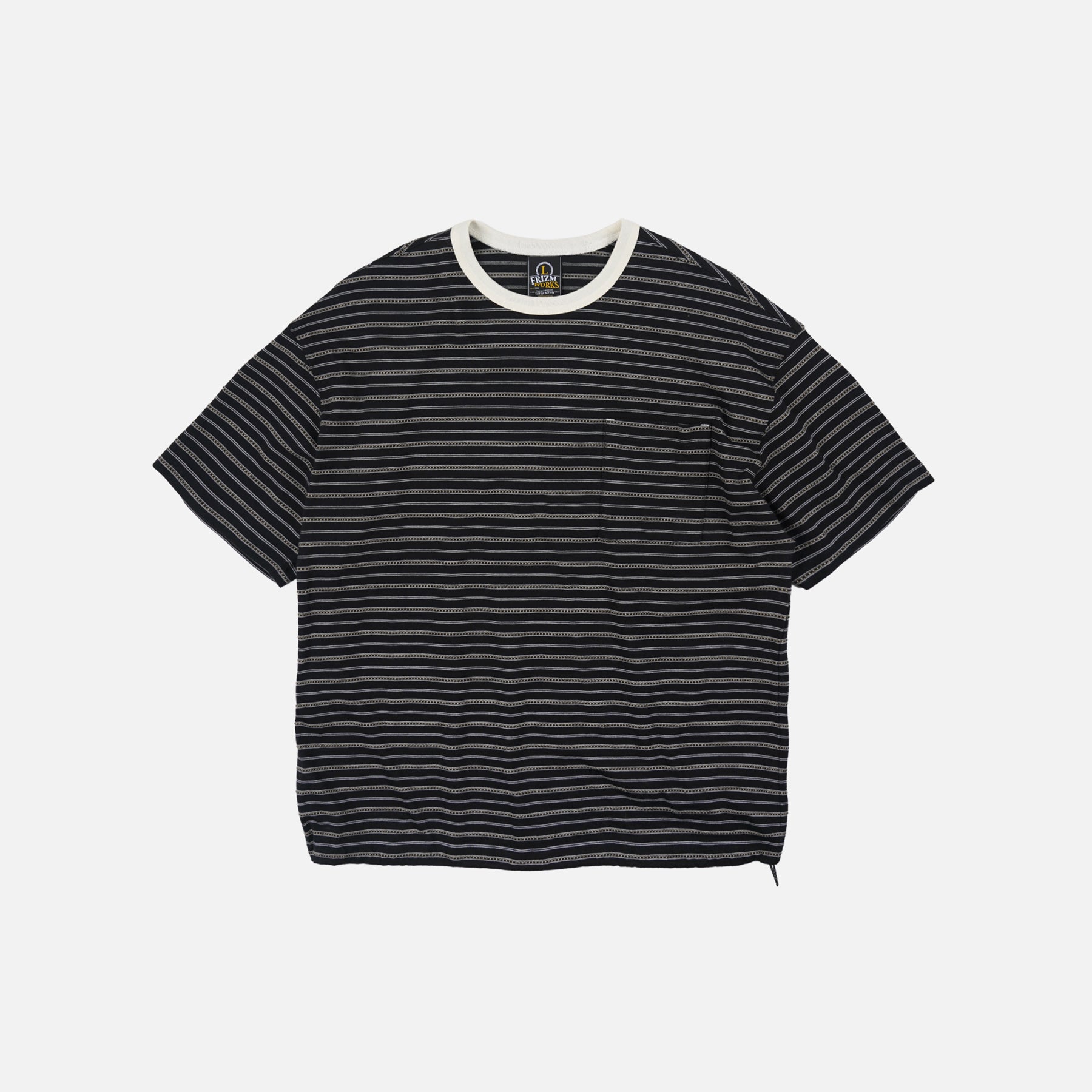 JACQUARD STRIPE HALF T-SHIRT - BLACK - THE GREAT DIVIDE – Frizmworks