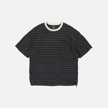 Load image into Gallery viewer, JACQUARD STRIPE HALF T-SHIRT - BLACK