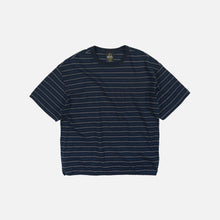 Load image into Gallery viewer, JACQUARD STRIPE HALF T-SHIRT - NAVY
