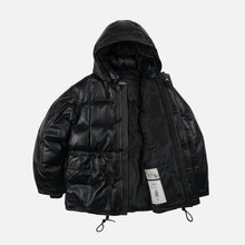 Load image into Gallery viewer, LEATHER KARAKORAM GOOSE DOWN PARKA JACKET - BLACK