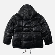 Load image into Gallery viewer, LEATHER KARAKORAM GOOSE DOWN PARKA JACKET - BLACK