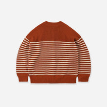 Load image into Gallery viewer, WOOL STRIPE ROUND CARDIGAN - BRICK