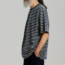 Load image into Gallery viewer, VINTAGE FADED STRIPE HALF T-SHIRT - INDIGO