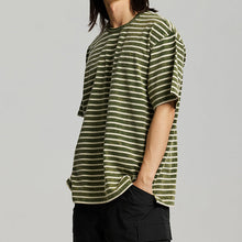 Load image into Gallery viewer, VINTAGE FADED STRIPE HALF T-SHIRT - DARK GREEN