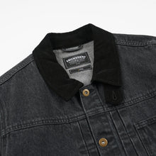 Load image into Gallery viewer, WASHED DENIM TRUCKER JACKET - BLACK