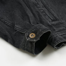 Load image into Gallery viewer, WASHED DENIM TRUCKER JACKET - BLACK