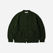 Load image into Gallery viewer, WOOL DECK ZIP UP CARDIGAN - FOREST GREEN