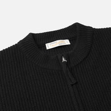 Load image into Gallery viewer, WOOL DECK ZIPUP CARDIGAN - BLACK