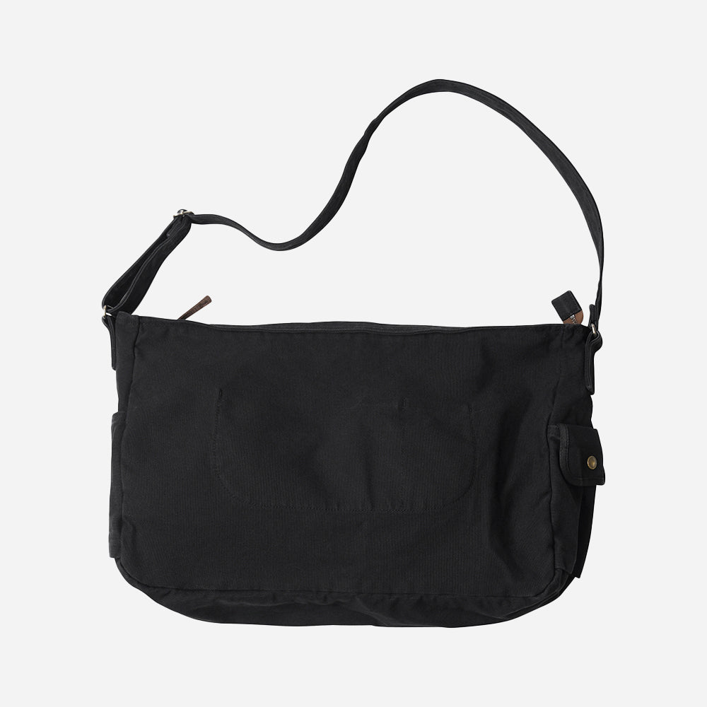 THE WORKCRAFT MANUFACTURE ブラックボディバッグ HEAVY CANVAS SHOULDER BAG - BLACK - THE GREAT DIVIDE – Frizmworks