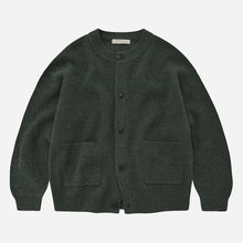 Load image into Gallery viewer, HEAVY WOOL ROUND CARDIGAN - FOREST GREEN