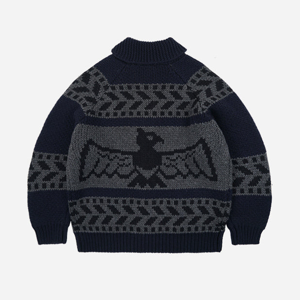 THUNDERBIRD COWICHAN CARDIGAN - NAVY - THE GREAT DIVIDE – Frizmworks