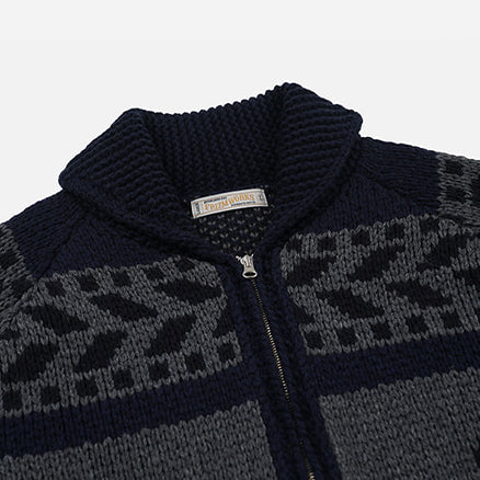 THUNDERBIRD COWICHAN CARDIGAN - NAVY - THE GREAT DIVIDE – Frizmworks