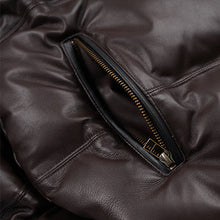 Load image into Gallery viewer, SNOWDON LEATHER DOWN JACKET - BROWN
