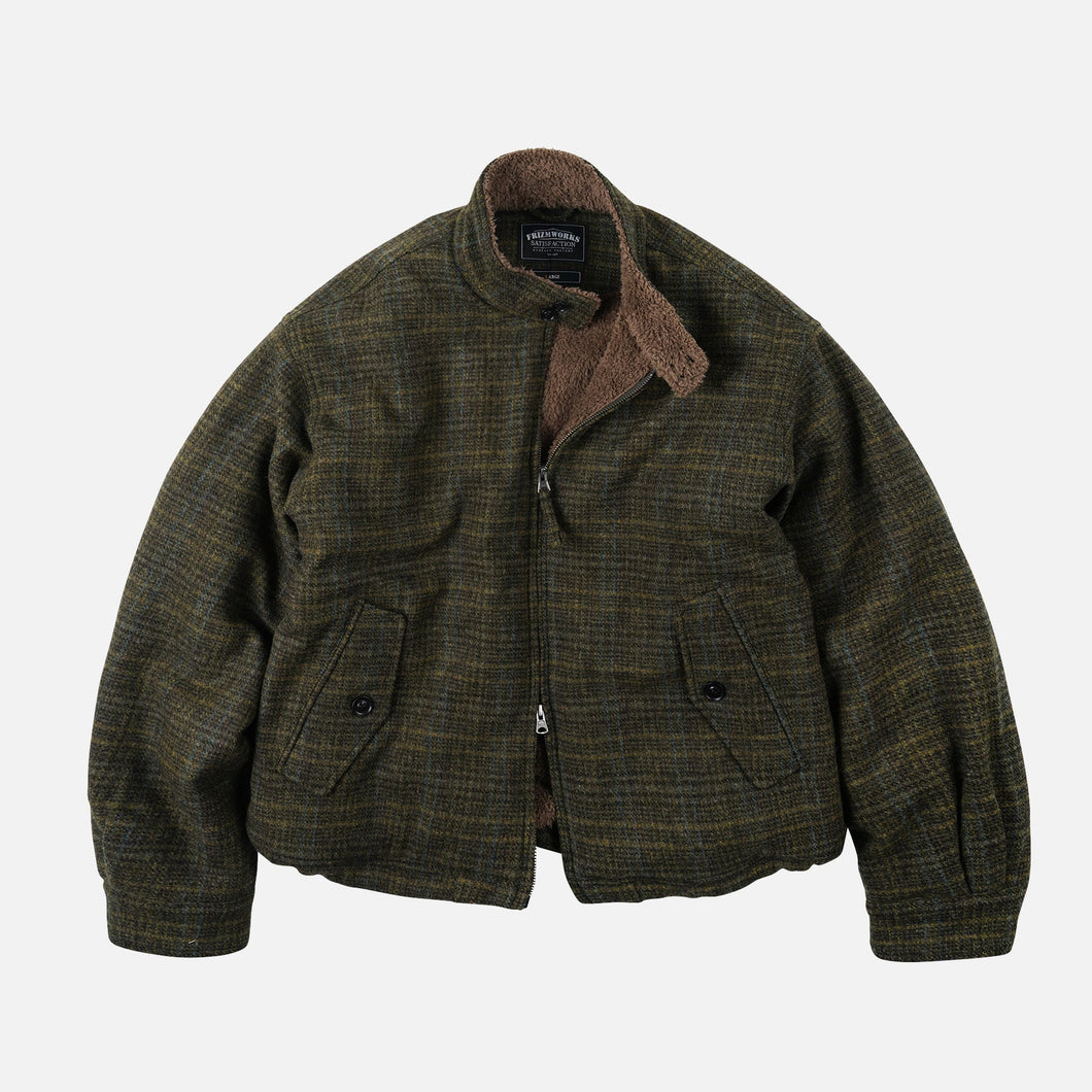 FLUFFY WOOL HARRINGTON JACKET - SEAWEED