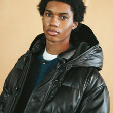 Load image into Gallery viewer, LEATHER KARAKORAM GOOSE DOWN PARKA JACKET - BLACK
