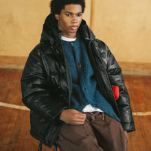 Load image into Gallery viewer, LEATHER KARAKORAM GOOSE DOWN PARKA JACKET - BLACK
