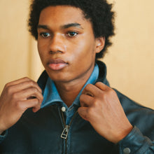 Load image into Gallery viewer, DESTROYED LEATHER JACKET - WASHED NAVY
