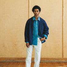 Load image into Gallery viewer, BLEACHED DENIM UTILITY SHIRT - MID BLUE

