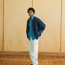 Load image into Gallery viewer, BLEACHED DENIM UTILITY SHIRT - MID BLUE
